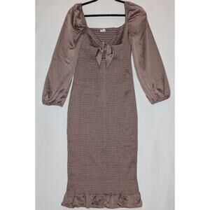 BLUSH BJ Emerson Bodycon Midi Dress Mocha Size Large Glam Flirty Fairycore